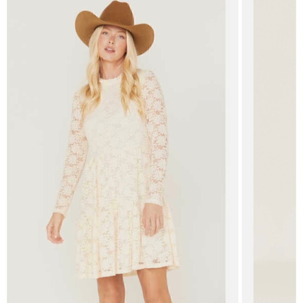 NWOT‎ Molly Bracken Lace Shift Dress Cream S